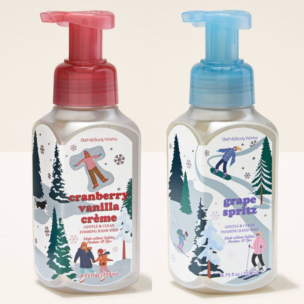 Bath & Body Works Cranberry Vanilla Crème and Grape Spritz Foaming Hand Soap Set